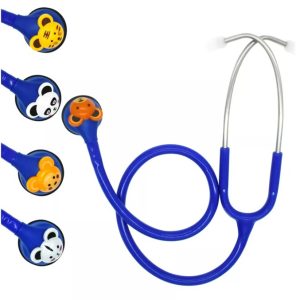 ESTETOSCOPIO PEDIATRICO MEDSTAR CON 5 CARITAS DE ANIMALES C2V1 COLOR AZUL - SLI-HS-30E
