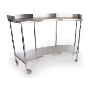 Mesa riñón cromada con entrepaño HM3 MSRNTCE