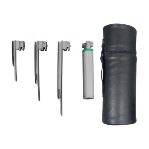 Estuche de laringoscopio Hergom Miller H2-129, 3 hojas, fibra óptica