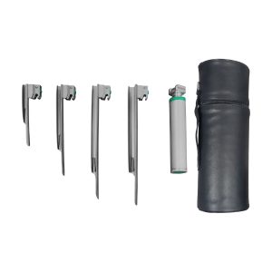 Estuche de laringoscopio Hergom Miller H2-693, 4 hojas, fibra óptica