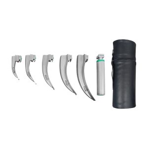 Estuche de laringoscopio Hergom Macintosh H2-128, 5 hojas, fibra óptica