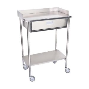 Mesa Pasteur Mega Plus, estructura cromada con cajón MSMMCC