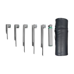 Estuche de laringoscopio Hergom Miller H2-130, 5 hojas, fibra óptica