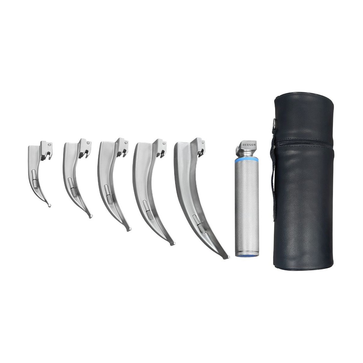 Estuche de laringoscopio Hergom Macintosh H2-126, 5 hojas, luz estándar